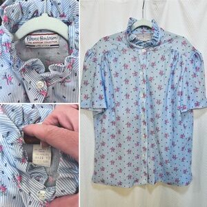 Florence Henderson Blouse•Blue Floral•TRUE VINTAGE